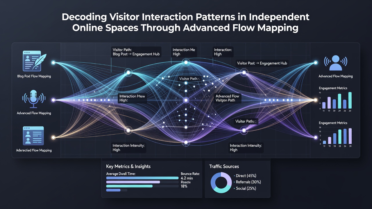 Detailed node-link graph illustrating clustered visitor journeys on standalone digital properties