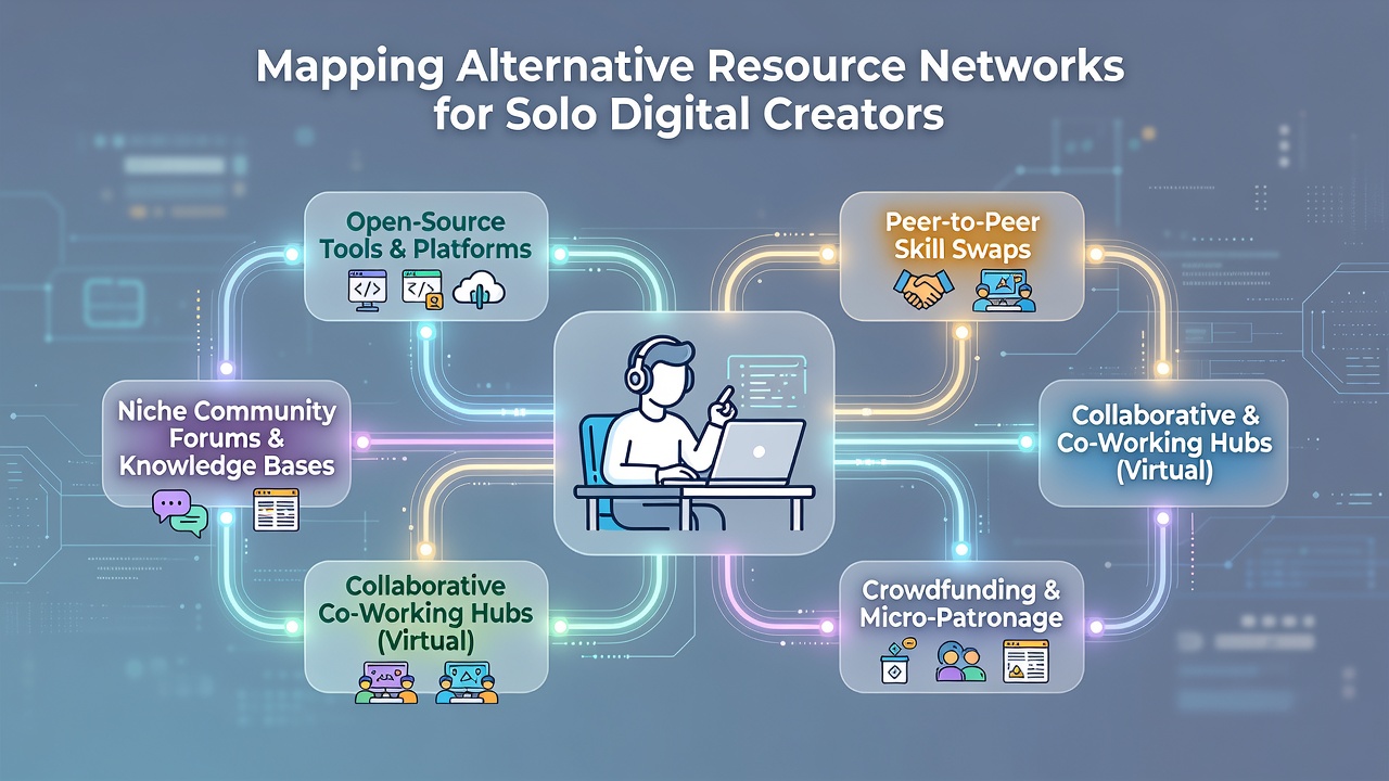 Chart displaying growth trends in alternative resource usage among independent creators from 2023 through 2026